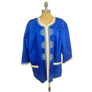 Bob Mackie Wearable Art Women's 3X Embroidered Blue Jacket